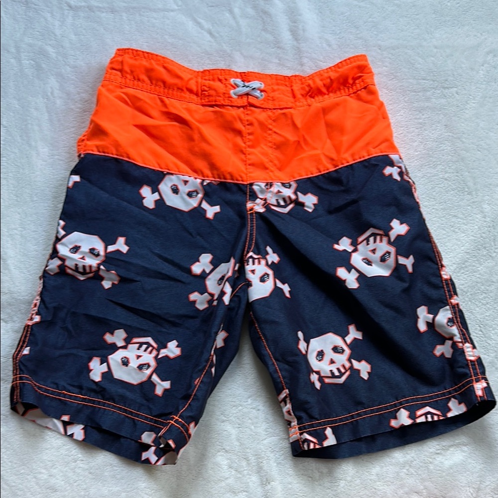 Childrens Place bathing suit-Orange and Blue Skull Print